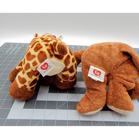 Ty Pluffies Tylux Giraffe Monkey Beanbag Terry Plush Stuffed Animal Pair - Picture 8 of 13